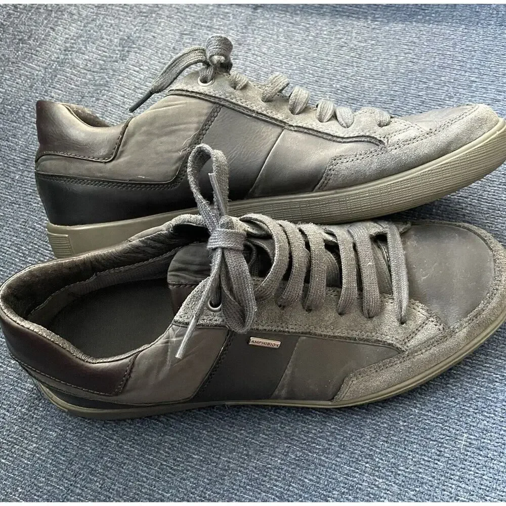 Geox Respira Shoes Mens 8 Leather Sneakers Black Breathable Comfort Walking‎ EUC